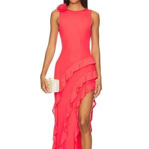 Elegant Hot Pink Ruffle Dress